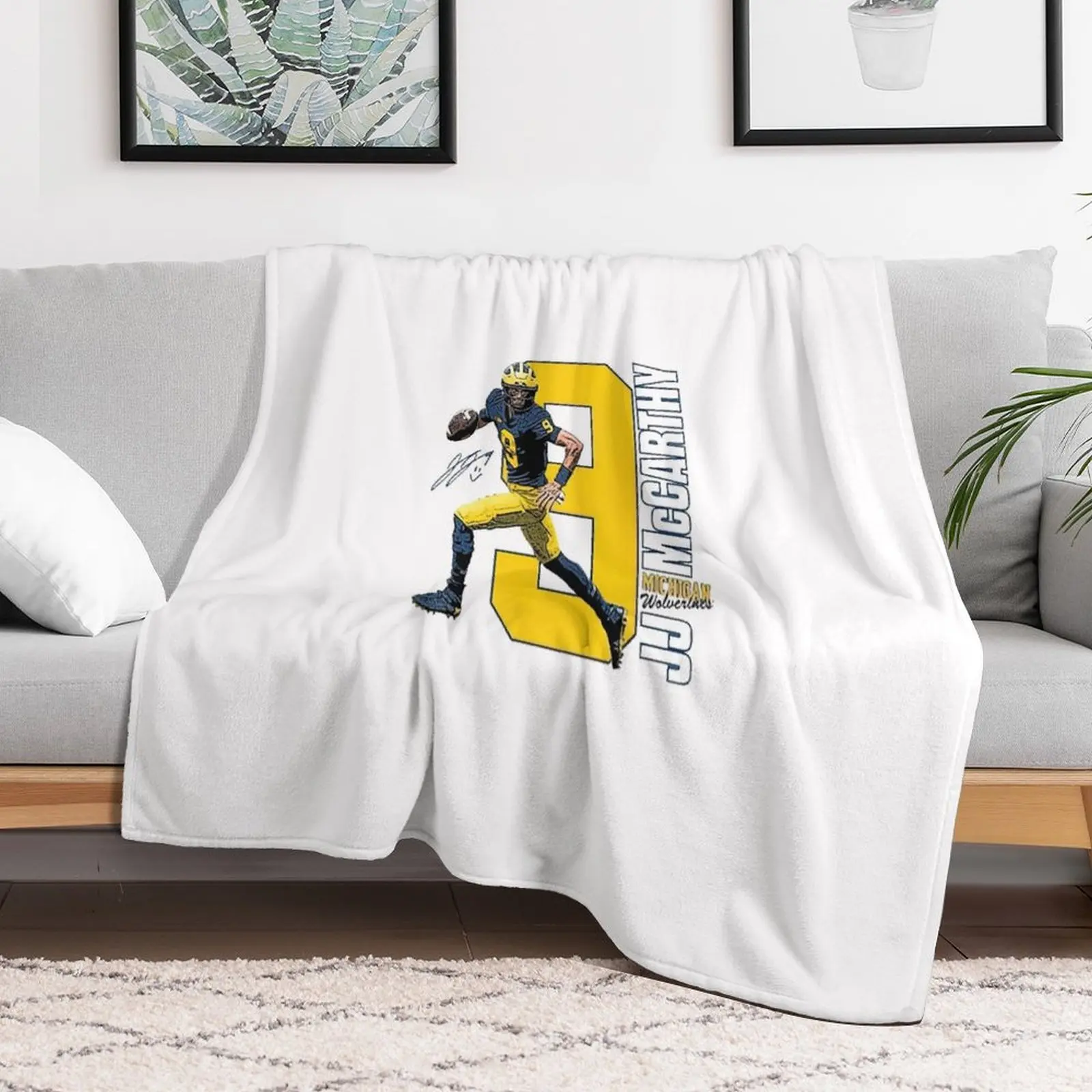 Valiant University of Michigan Football Grey JJ McCarthy Плед для дивана Тонкие роскошные пледы и одеяла