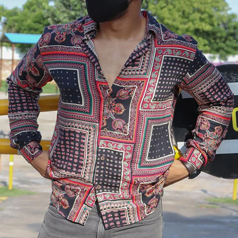 

2022 summer men's European and American retro trend shirts men's long-sleeved shirts designer shirts