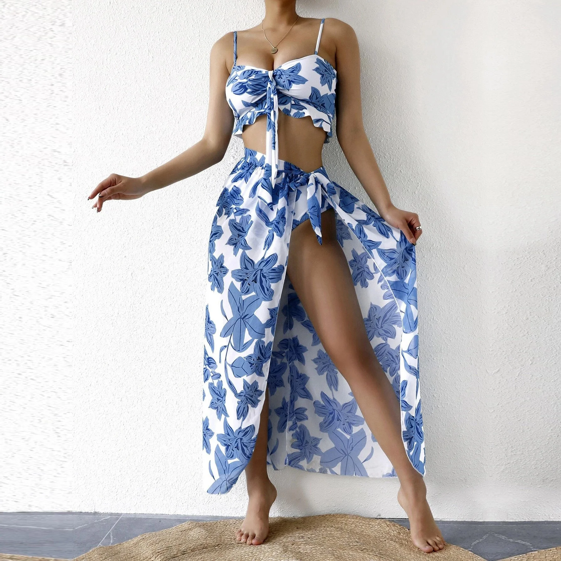 

Новинка 2023, женский купальник, модный раздельный купальник-бикини с бантом