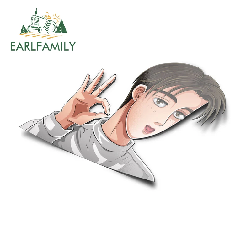

EARLFAMILY 13cm x 8.1cm for Takumi Initial D Car Stickers Creative Anime Decals Waterproof Funny Trunk Surfboard Decor Car Goods