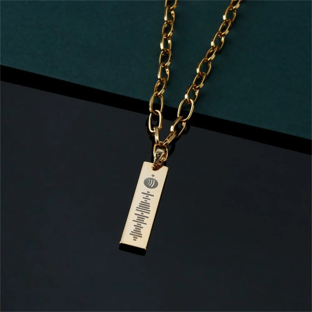 Personalized Necklace Music Spotify Scan Code Female Male Stainless Steel Necklace Custom Laser Engraving Spotify Code Jewelry