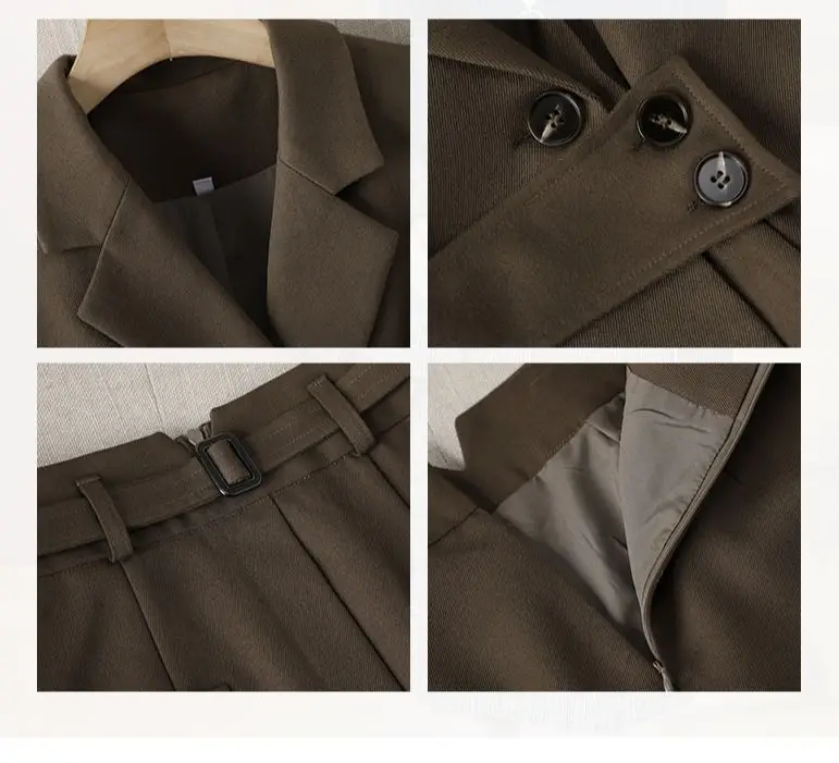 Женский элегантный шикарный длинный пиджак и юбка комплект из двух предметов