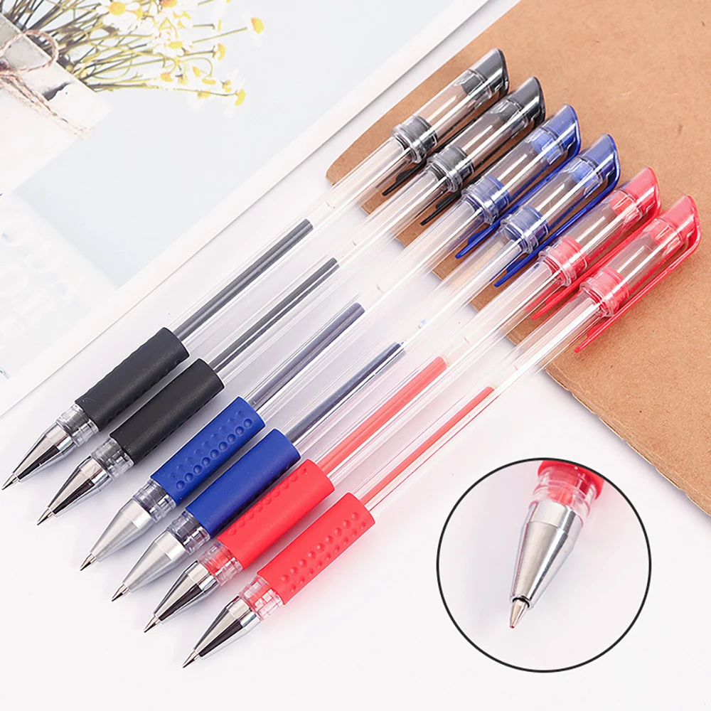 

3Pcs Gel Pen Office School Full Needle Signature Pen Black Red Blue 0.5mm Ink Ballpoint Pen Students School Office Stationery