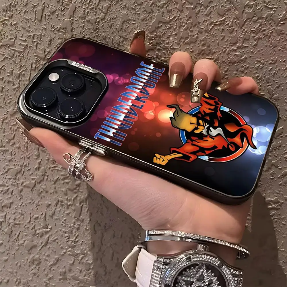 MINISO-Thunderdome Music Phone Case Matte Colored Silver For Iphone 16 15 14 Pro 13 12 Plus 11 Luxury Cover