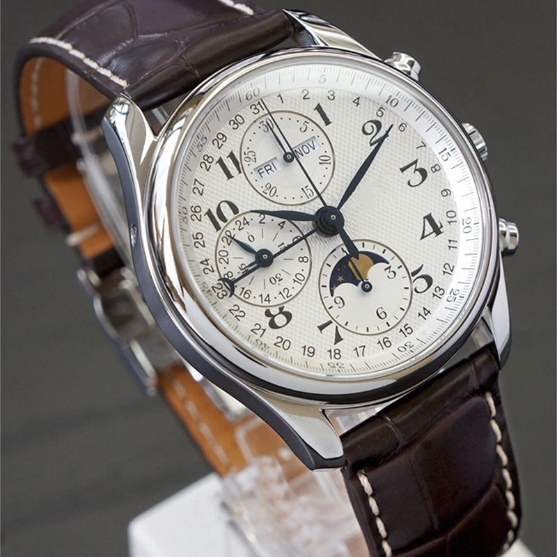 Мужские механические часы Moon Phase, автоматические коричневые кожаные часы master (art.: 3920bbe267136) - 3920bbe267136