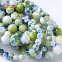 green persian jades beads natural stone round loose beads for jewelry making diy bracelets handmade accessories 6 8 10 12mm 15