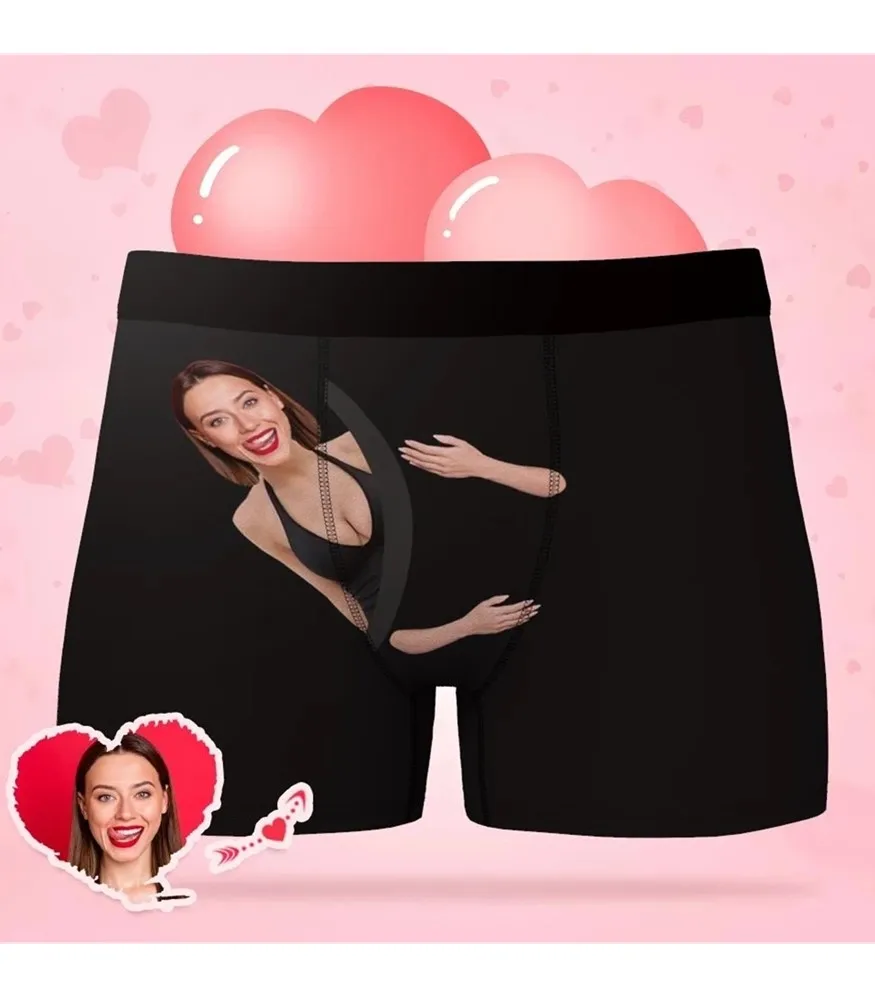 

Custom Face Men Print Boxer Briefs Personalized Customize Photo Funny Slogan Husband Gift Underwear Boyfriend Valentine's Gift