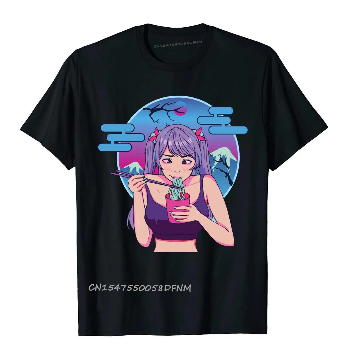 

Anime Girl Ramen Top T-Shirts Funny Japan Aime New Simple Style Faddish Premium Cotton Tops Tees High Street For Men