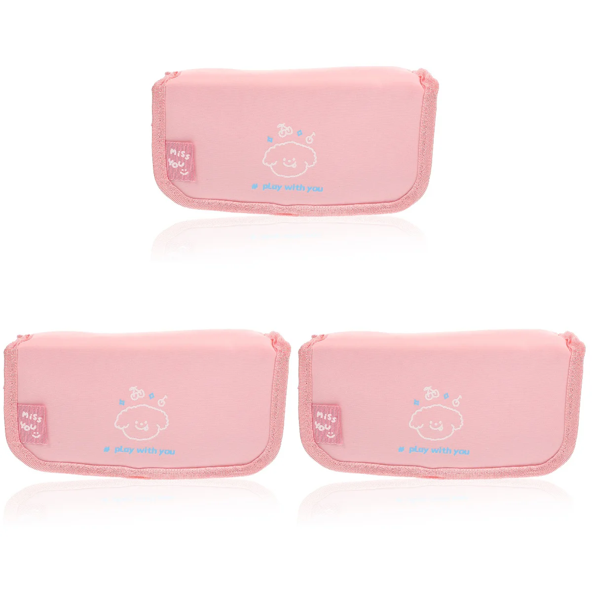 

3pcs Canvas Reusable Stationery Case Makeup Brush Brush Pen Pouch