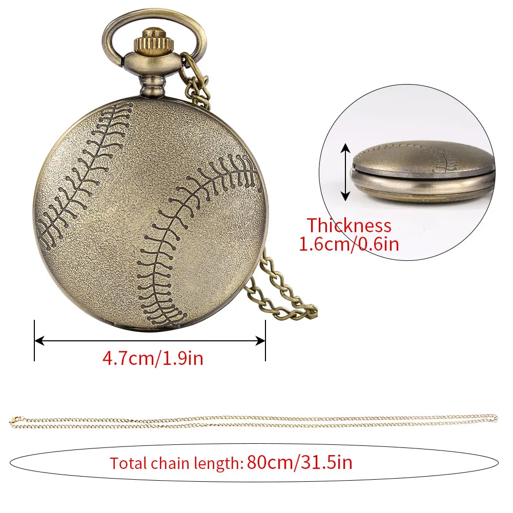 Pocket Watch Quartz Sport Ball Series Baseball Basketball Creative Watch Pedent Necklace Fob Watch Vintage Souvenir Gift for Men