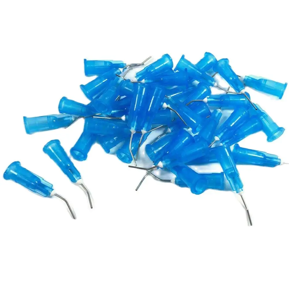 

200~5000Pis Blue Dental Pre Bent Flow Dispensing Tips Flowable Needle Delivery Etching Gel Irrigation Composite 23 Gauge 0.6mm