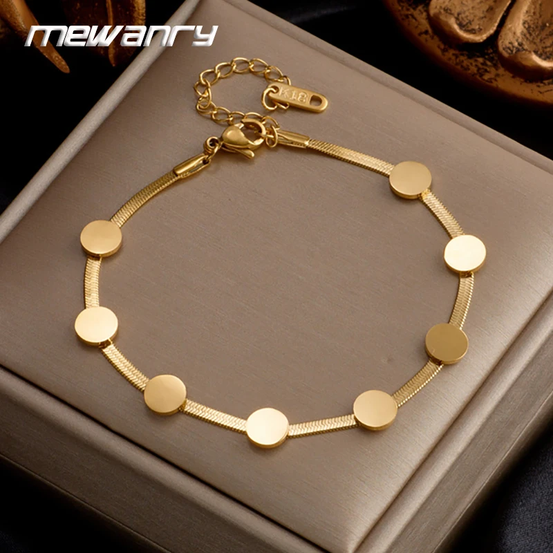 Mewanry 316L нержавеющая сталь круглый геометрический браслет для женщин пар минималистичный классический Змеиный браслет не выцветает Ювелирные изделия Подарки