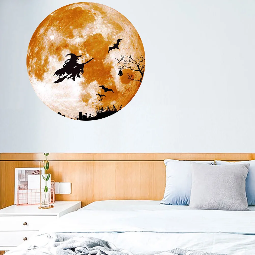 

Sticker Stickers Moonwolf Wall Window Decals Witch Bat Pattern Glow Fluorescent Horror