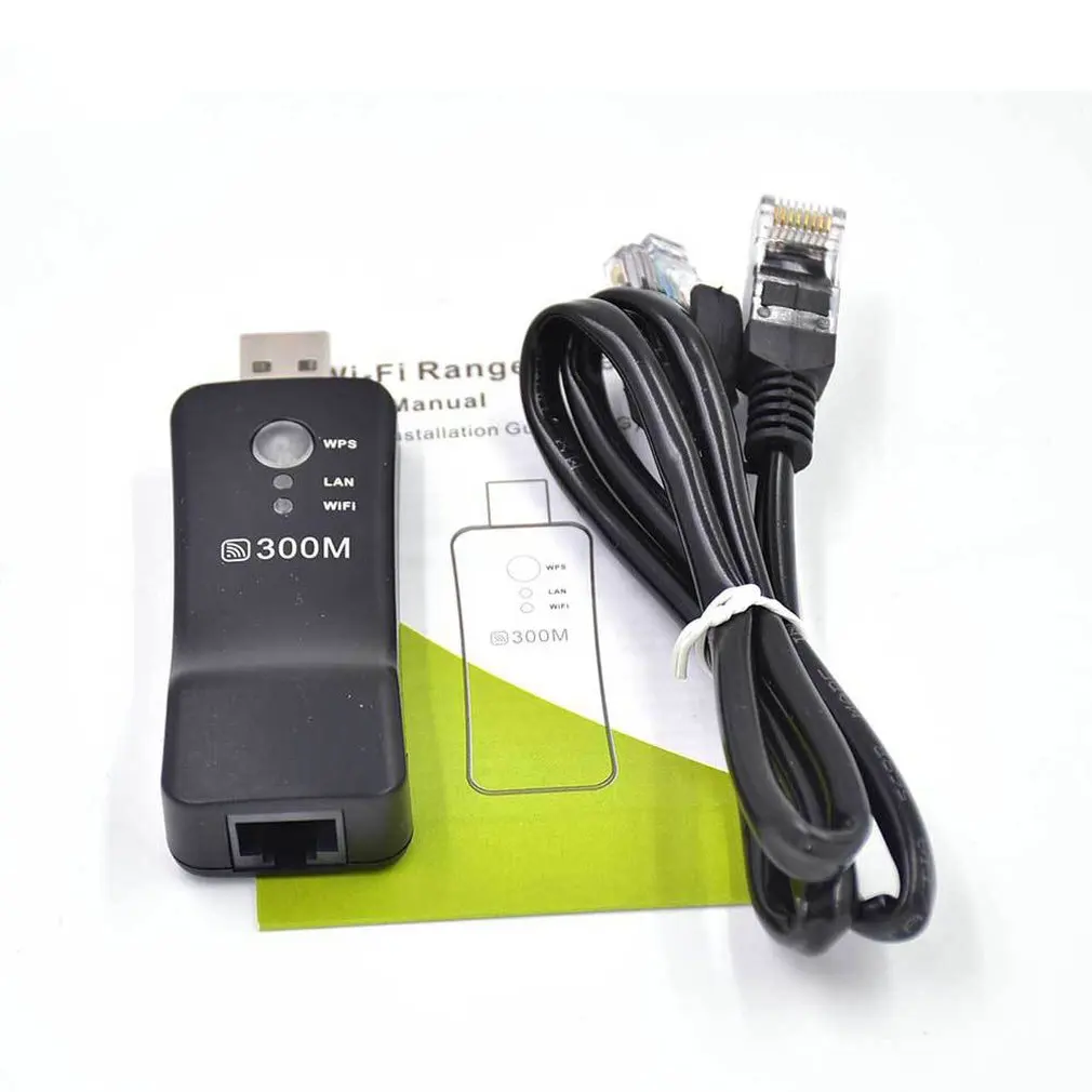 

USB WIFI Repeater 300Mbps 2.4GHz Wireless WiFi Signal Amplifier WI-FI Range Extender with Lan Port Adapter for TV Player