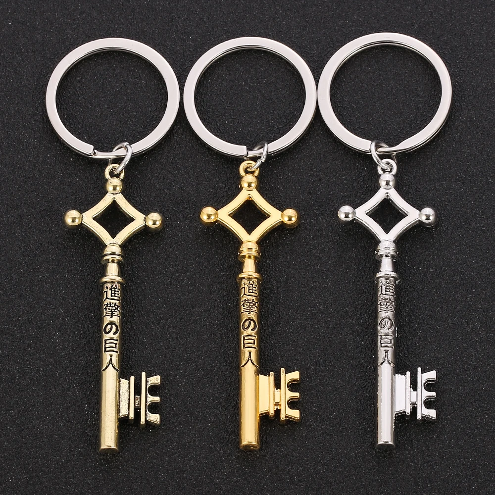 

Cartoon Anime Attack on Titan Charms Pendant Keychain Fashion Eren Jaeger Metal Keys Keyring for Men Backpack Ornament Toy Gift