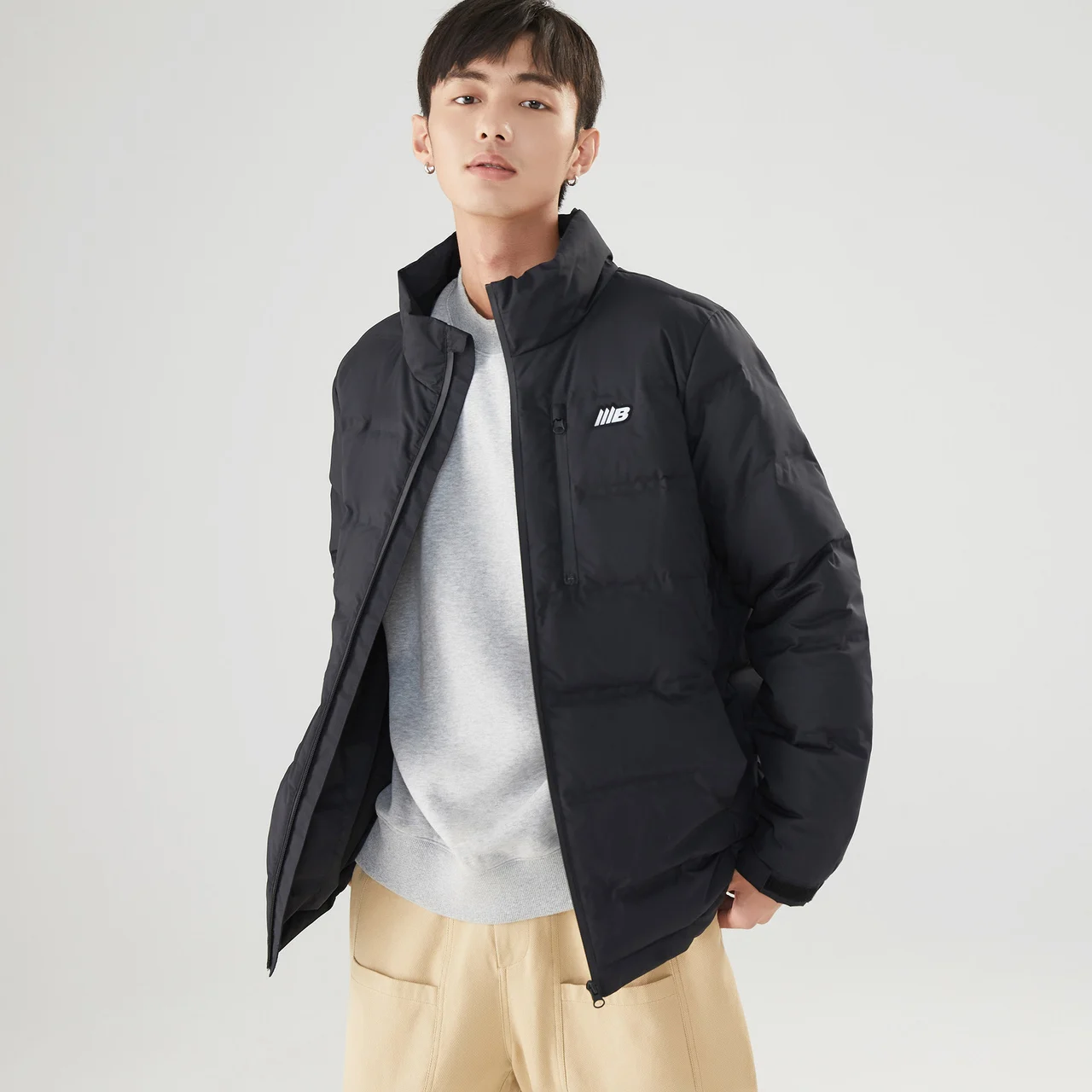 Metersbonwe Multicolor Light Soft Down Wear For Man Loose 90% Gray Duck Down Stand Collar Solid Color Warm Wear Winter Down Coat
