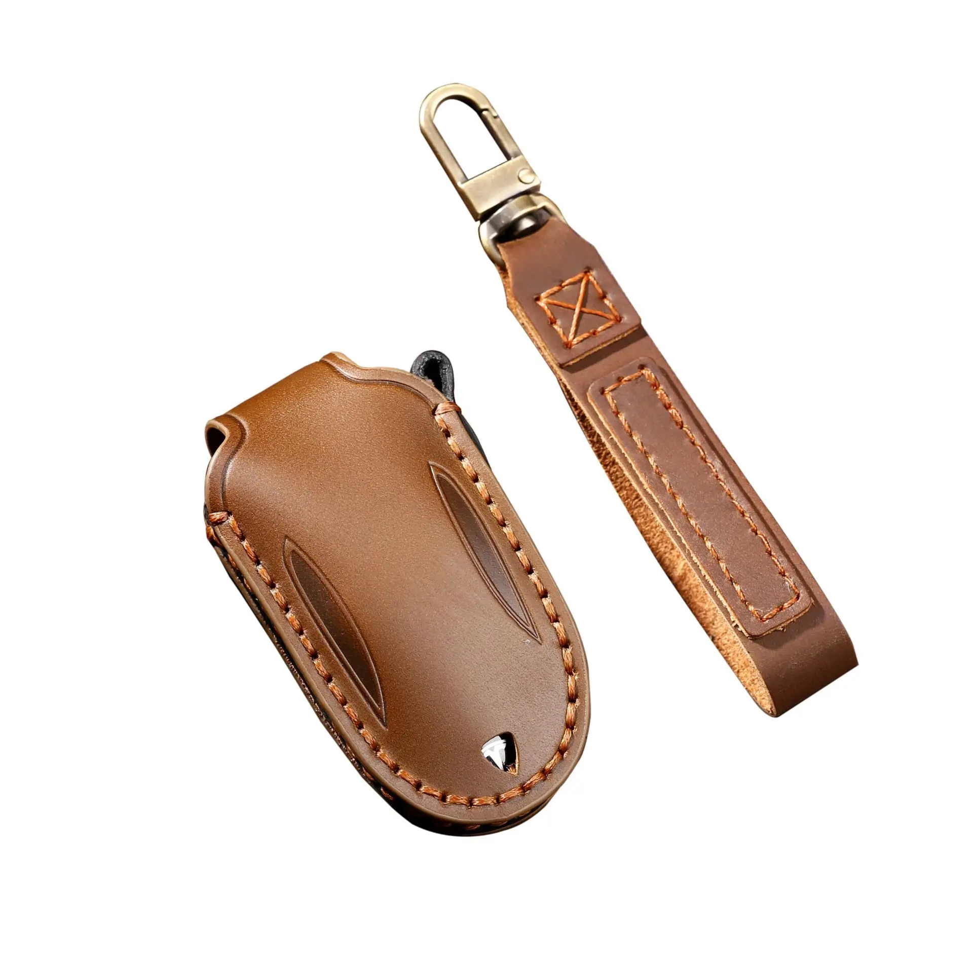 

For Tesla Model X S 3 Top Leather Car Key Case Key Fob Cover Keychain Car Accessories