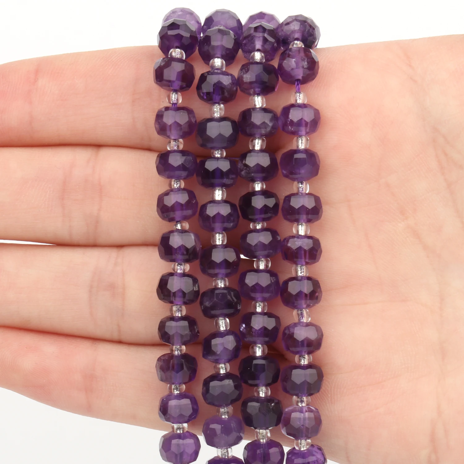 

Faceted AAA Natural Amethyst Stone Beads Charms Wheel Shape Beads For DIY Jewelry Making Handmade Bracelet 8x6mm Wholesale