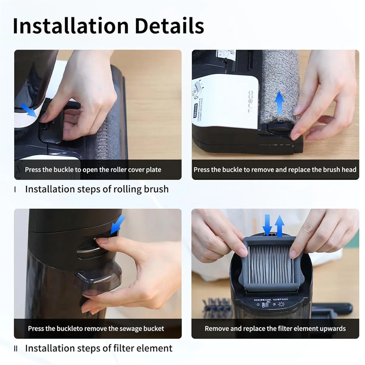 Сменные ролики и фильтры для беспроводного пылесоса Tineco IFloor 3/Floor One S3