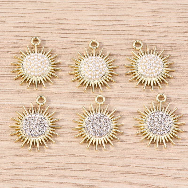 4 шт. 17x20 мм Симпатичные Подвески в виде солнца с кристаллами для изготовления