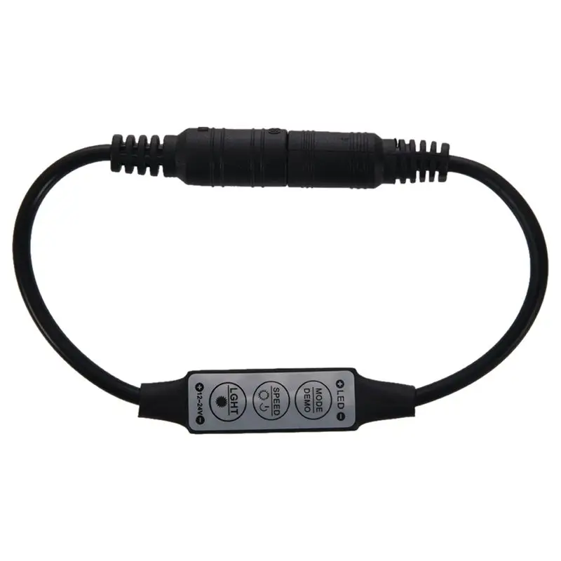 Low-Profile Inline Controller Mini 3 Key Dimmer Switch For LED Strip Light Black