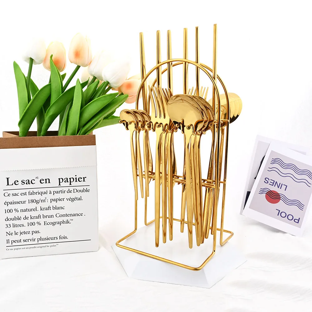 

Набор столовых приборов из нержавеющей стали Drmfiy Gold, 24 шт.