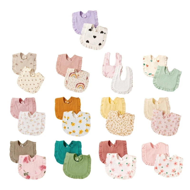 

2-Pieces Newborn Baby Cotton Bibs Infant Boys Girls Burp Cloths Fashion Children Feeding Saliva Towel Kid Essential Wholesale