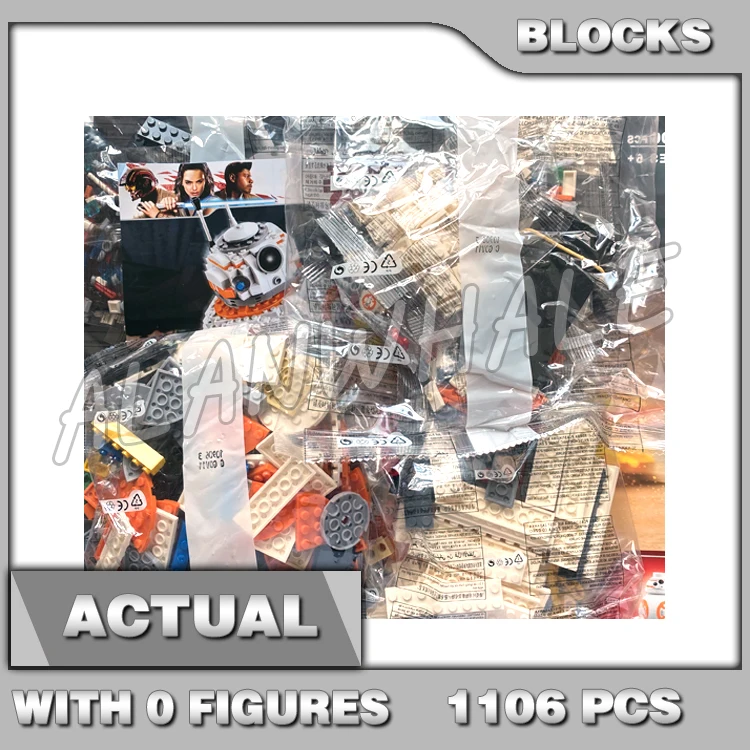 

1106pcs Star Diminutive BB-8 Droid Huge Robot Display Stand Fact Plaque 10906 Building Blocks Sets Compatible With Model