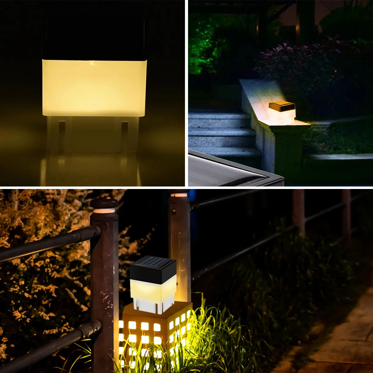 New Solar Square Fence Light Solar Square Post Light LED Solar Lamp Wear Resistant Landscape Lamp Warm/White Outdoor Garden Lawn images - 6