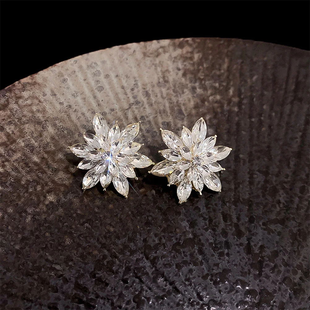 

South Korea Snowflake Earrings Women Jewelry Stud Rhinestone Girl Crystal Statement Girls