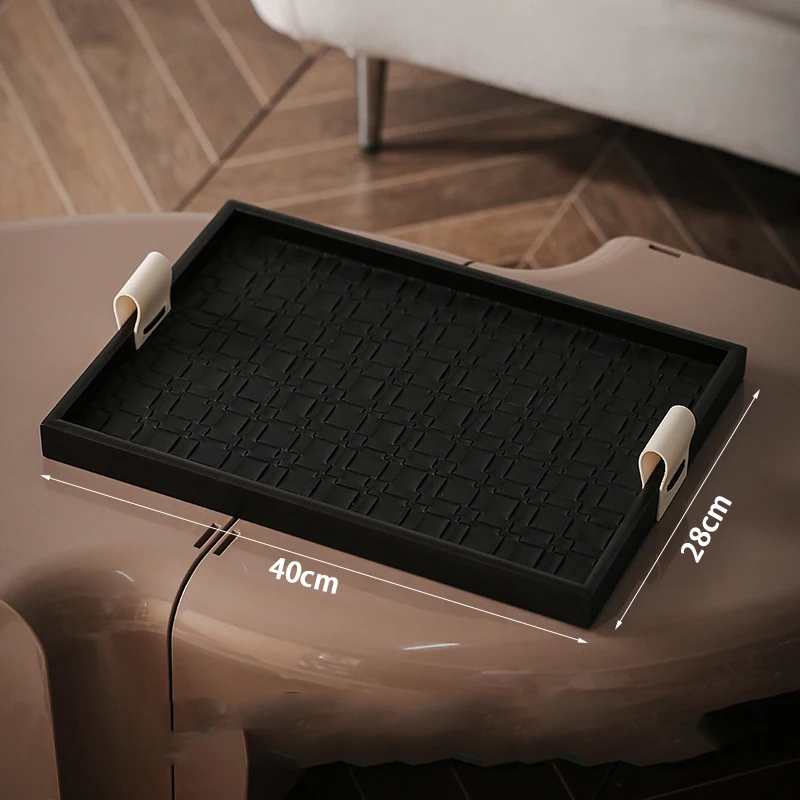 

Винтажный кожаный поднос черный бежевый