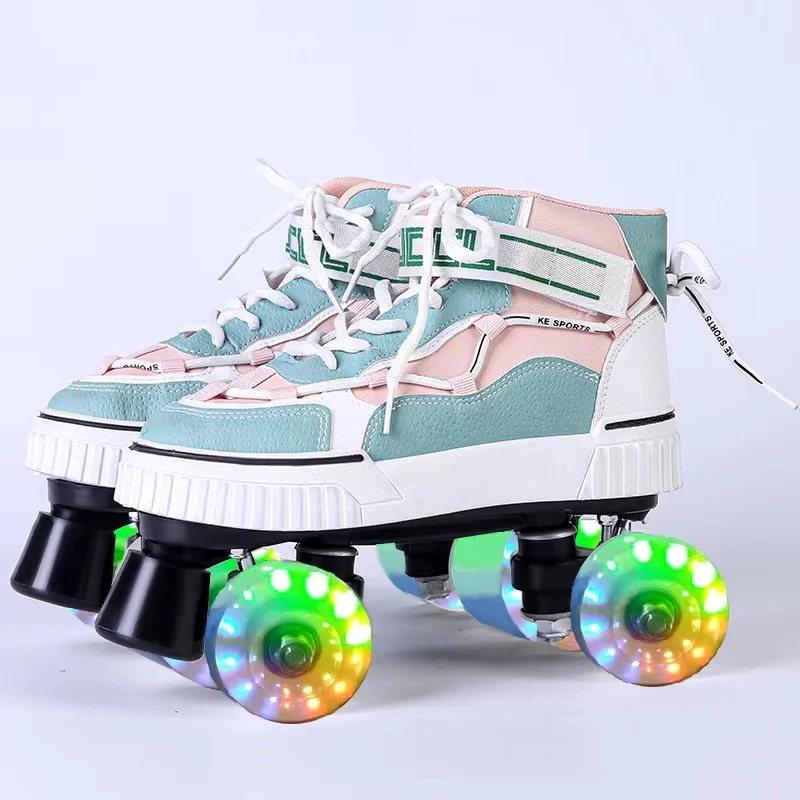 Factory Direct High Quality Roller Skates Shoes Double Line Women Men Adult Two Row Sliding Skating Patines With  PU 4 Wheels