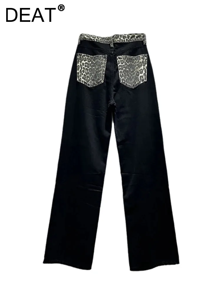 Женские джинсы с завышенной талией DEAT прямые джинсовые брюки в стиле пэчворк