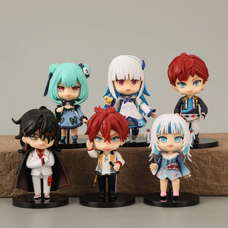 

6pcs/set Virtual Anchor Figure Happy Together Vtuber Hololive Gawr Gura Car Desk Decoration PVC Model Doll Toys Christmas Gifts