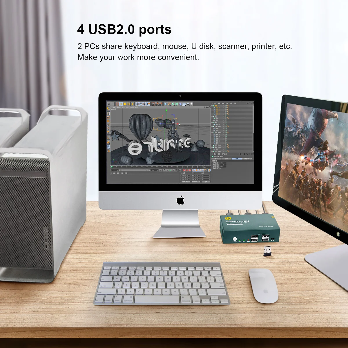 USB KVM-переключатель PWAY 2 комплекта в 1 выход 4 порта HDMI переключатель разветвитель с