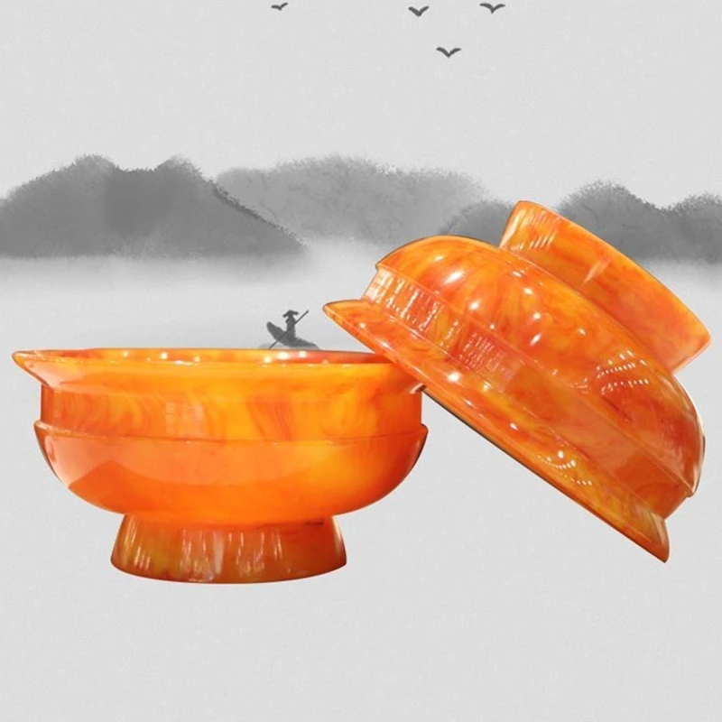 

Amber Tibetan Ghee Bowl Resin Tantric Holy Water Cup 11 cm Large Size Buddhist Butter Milk Tea Bowl Indoor Desktop Decorative