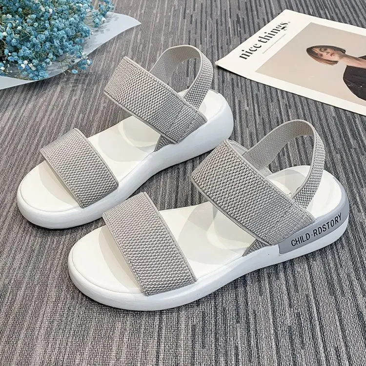 

Sports Sandals Women's Elastic 2022 Summer New Student Flat-bottomed Outer Wear Fairy Style Roman Beach Casual Women's Shoes