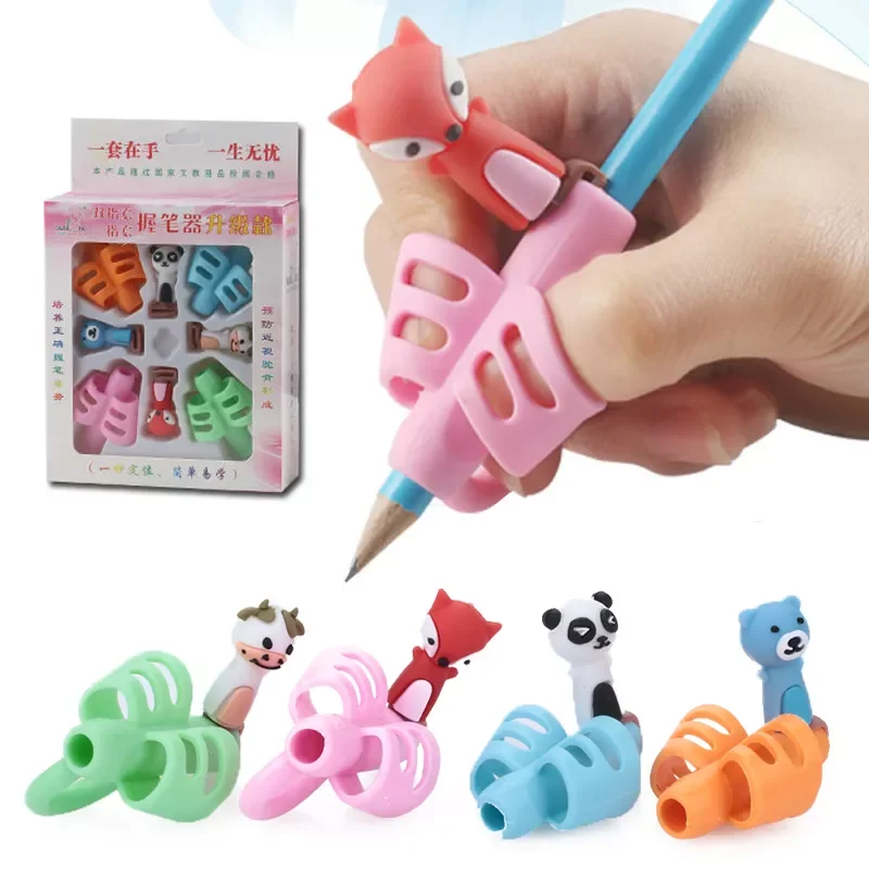 

8PCS/Box Two-Finger Silicone Pencil Holder Grip Baby Learning Writing Correction Tool Child Stationery Corrector School Supply