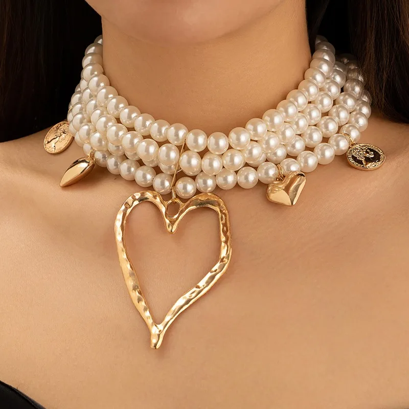 Ожерелье женское многослойное в богемном стиле с кулоном форме сердца из