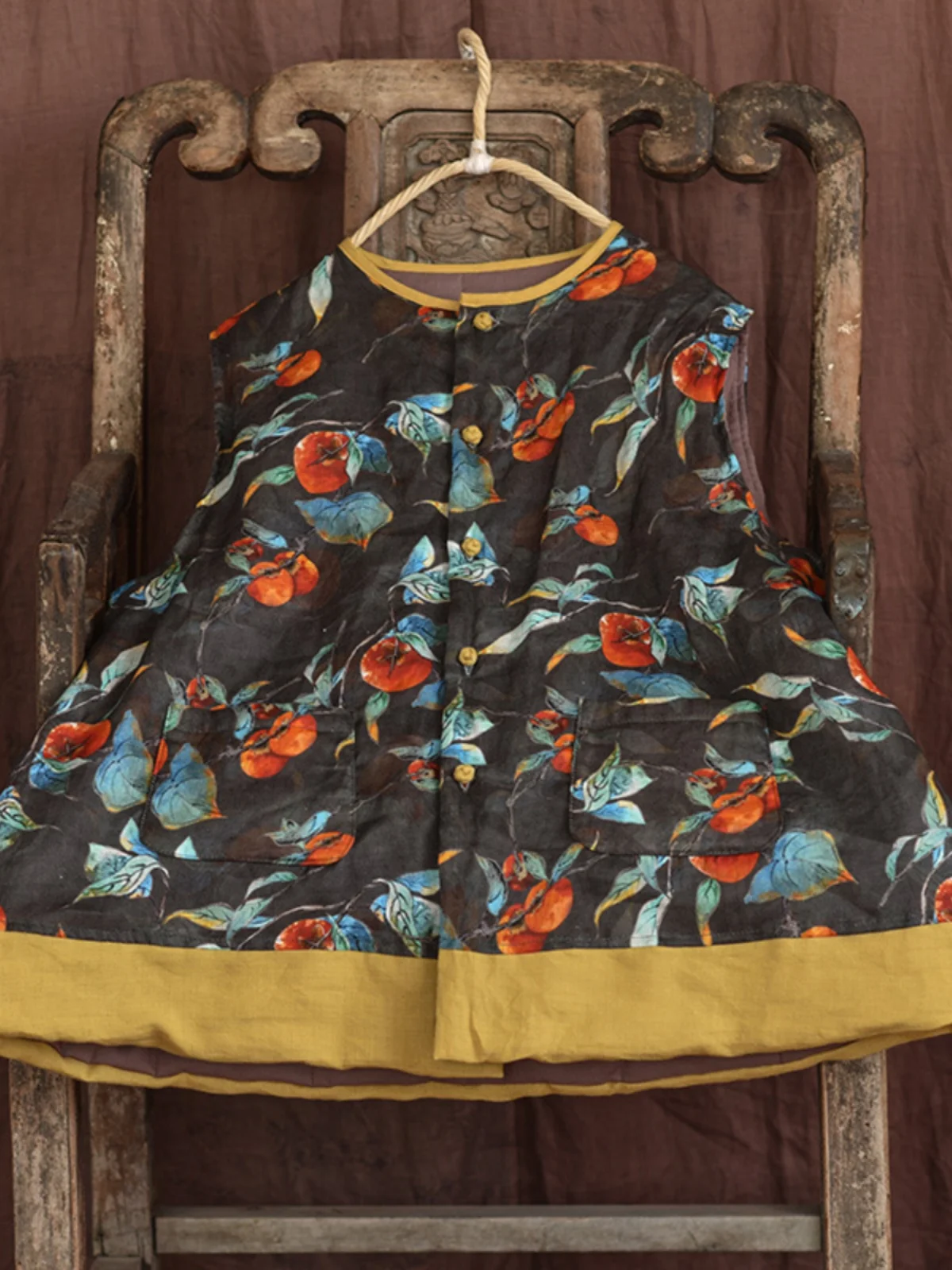 Новый китайский Sle Национальный жилет с принтом верхняя одежда для женщин 2024 зима