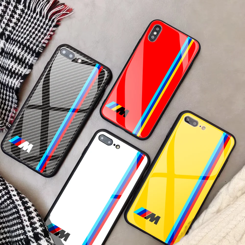 

BMW brand luxury Tempered glass phone case For iPhone 13 12 mini 11 pro xs max X XR 5 6 7 8 S plus