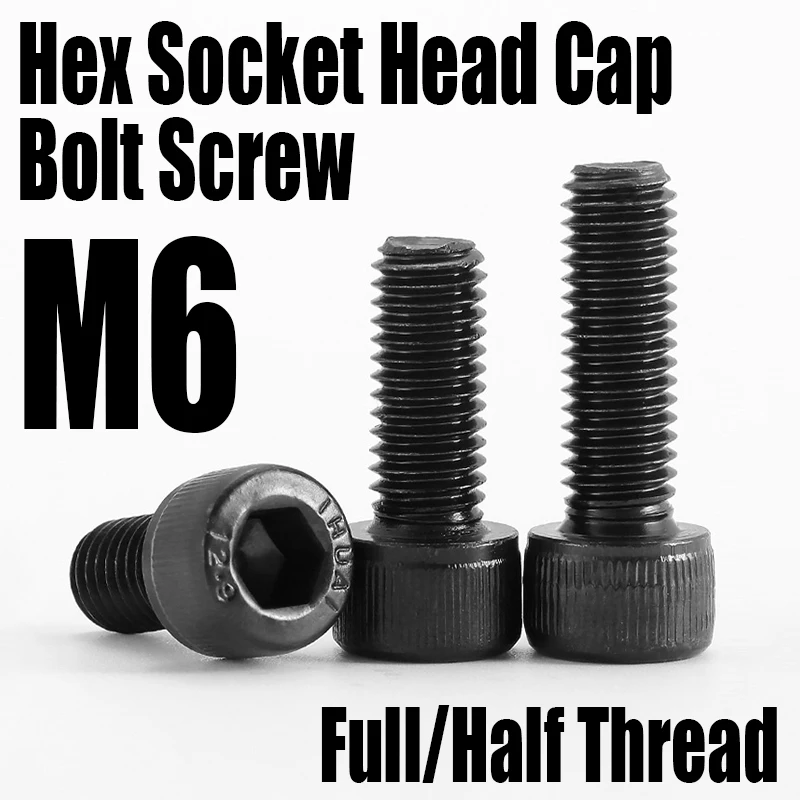 

1-5PCS M6 L=8mm-300mm Full/Half Thread Grade 12.9 Carbon Steel Hexagon Hex Socket Head Cap Allen Bolt Screw Fastener