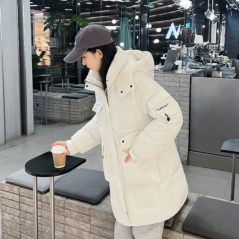 Parkas Women Women's down Cotton-Padded Jacket New Mid-Length Loose Cotton Padded Jacket Hooded Thickened Winter Coat Women