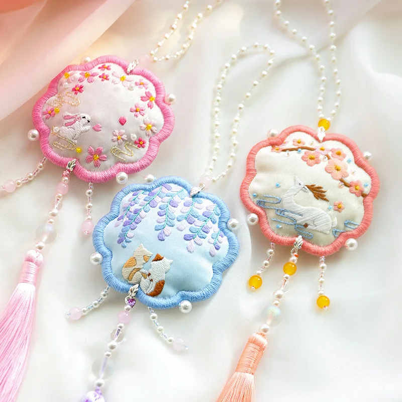 Вышивка пин-фу сделай сам саше вышивка крестиком кисточка подвеска мир материал