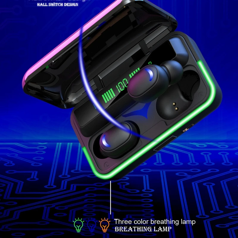 

Suqy наушники с цифровым дисплеем, bluetooth беспроводная гарнитура с шумоподавлением, Игровые наушники-вкладыши с микрофоном и длинной батареей