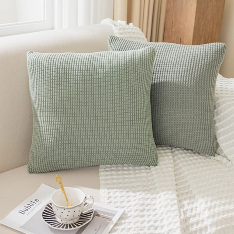 40x40 45x45 50x50 funda de almohada Jacquard de Color sólido para sofá Oficina funda de cojín de cintura decoración de funda de almohada decorativa para el hogar
