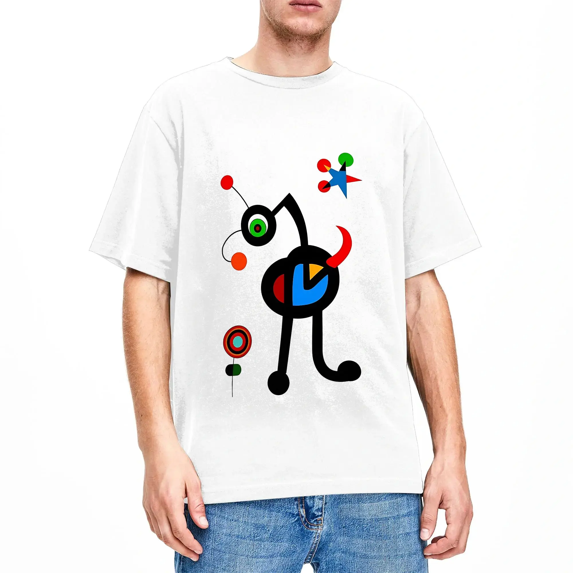 Фото Футболки Picasso Miro для мужчин и женщин, забавные футболки из 100% хлопка, футболки с круглым вырезом и короткими рукавами, топы с принтом №1