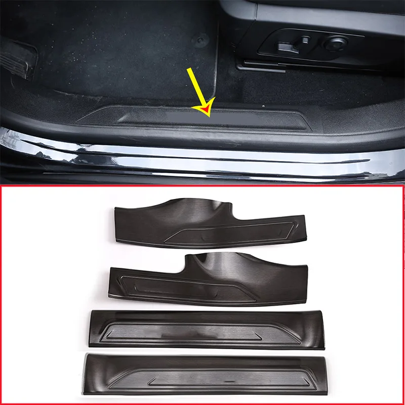 

4 шт., черные накладки на дверной порог из нержавеющей стали