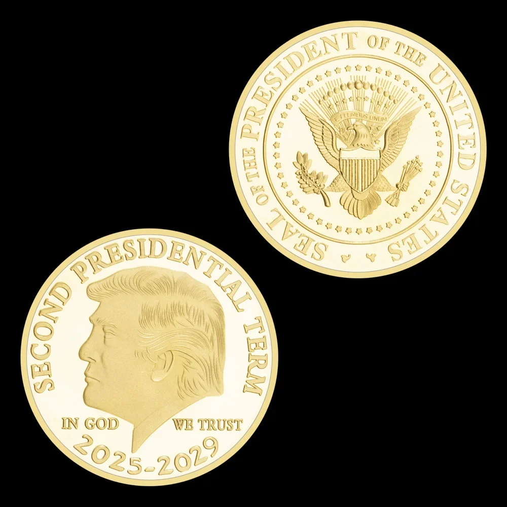

Коллекционная Золотая Монета Дональда Трампа С Точками В Футляре, Памятная Монета На Второй Президентский Срок 2025-2029 Гг.