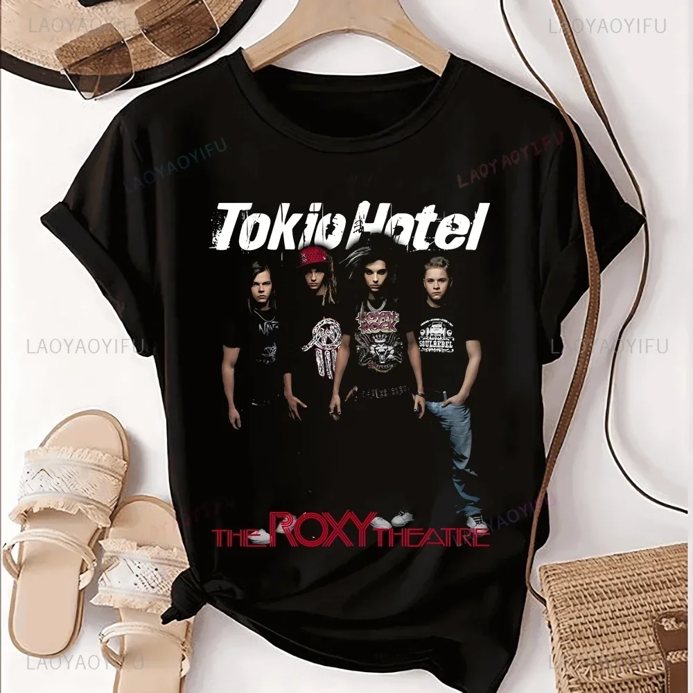 Фото Футболка с принтом немецкой рок-группы Tokio Hotel, топ Tokio Hotel Trend, рубашка унисекс с короткими рукавами в стиле Харадзюку, большая футболка с графическим рисунком №1